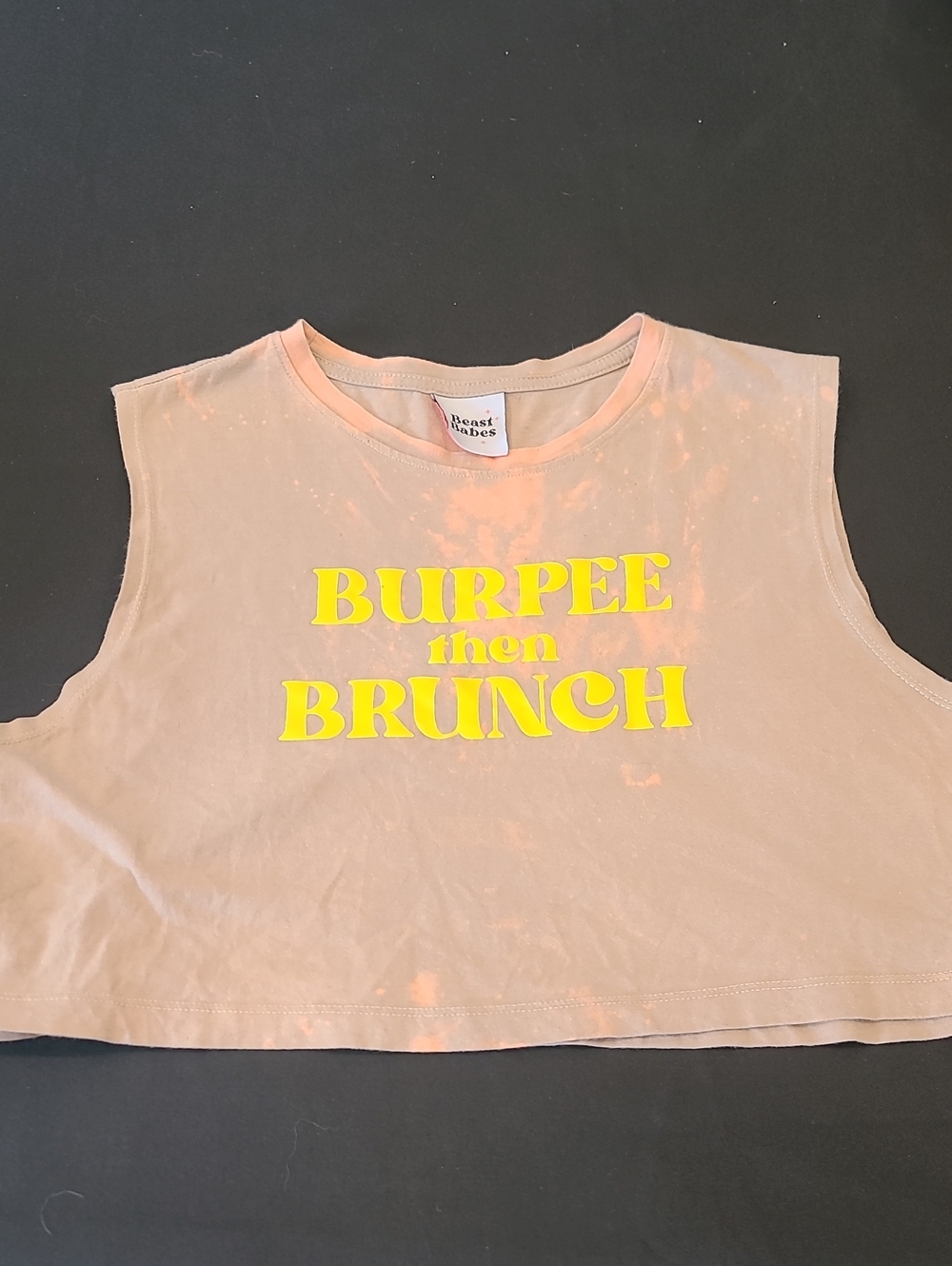 Beast Babes "Burpee then Brunch" Graphic Crop Muscle Tank Medium